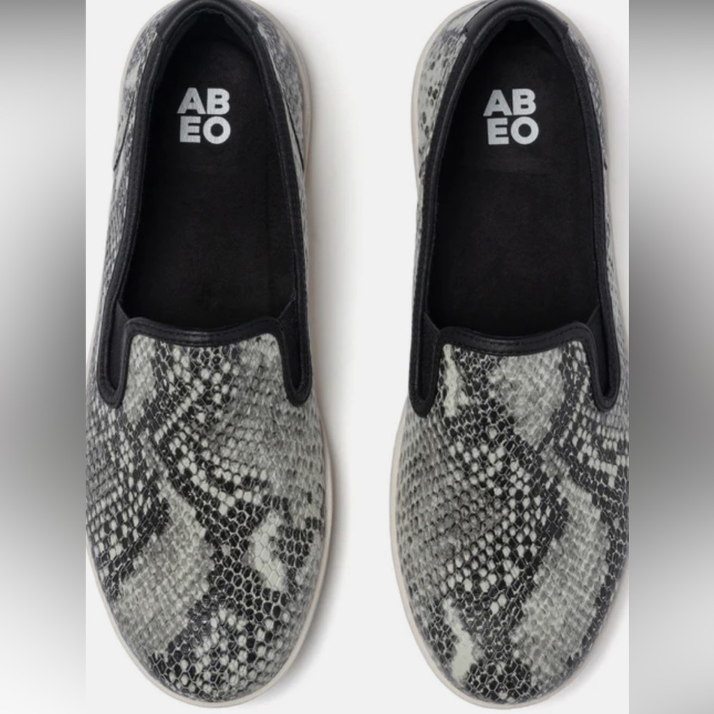 Abeo Black and Gray Snake Pattern Slip-Ons